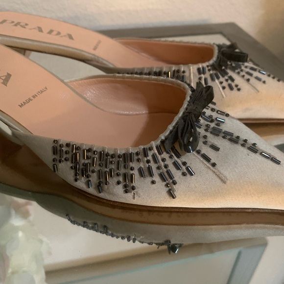 Prada Cream Beaded Mules - Picture 2 of 6
